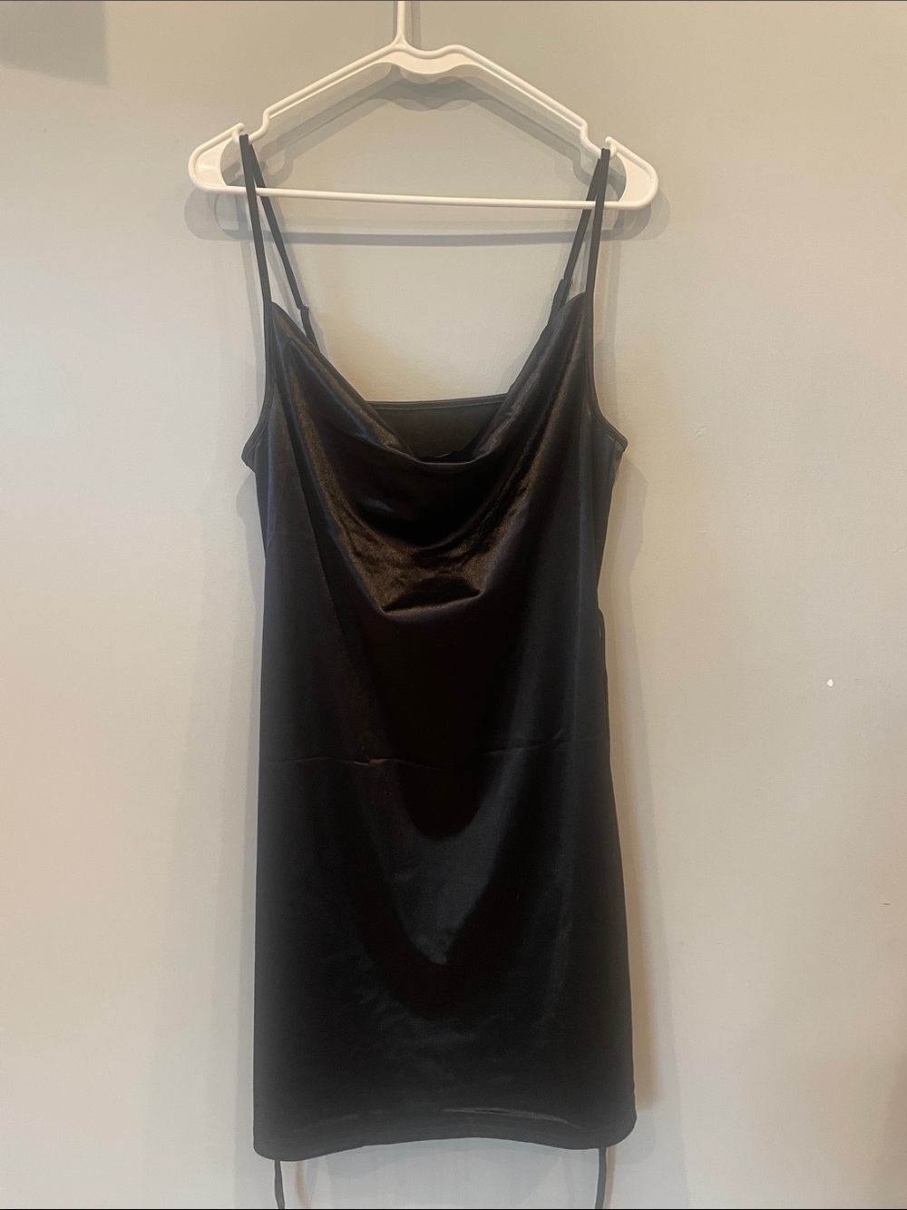 Zaful Black Satin Cowl Slip Mini Dress